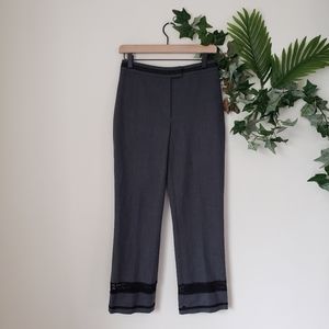 Bebe Gray & Black Lace Detail Dress Pants